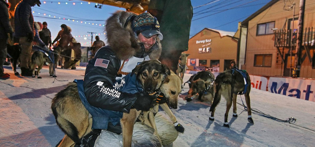 Man holding his dog