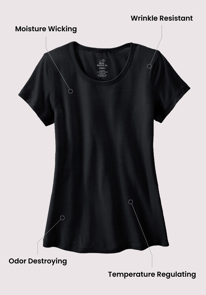 Woolx Addie Crew Neck - Berry Ice Pop: lightweight, moisture wicking, wrinkle resistant, and odor destroying.