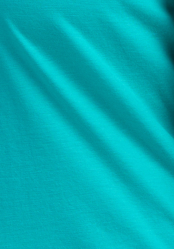 Cool Jade Bella Tunic Top by Woolx: lightweight merino, turquoise smooth fabric, perfect for summer. Final Sale.