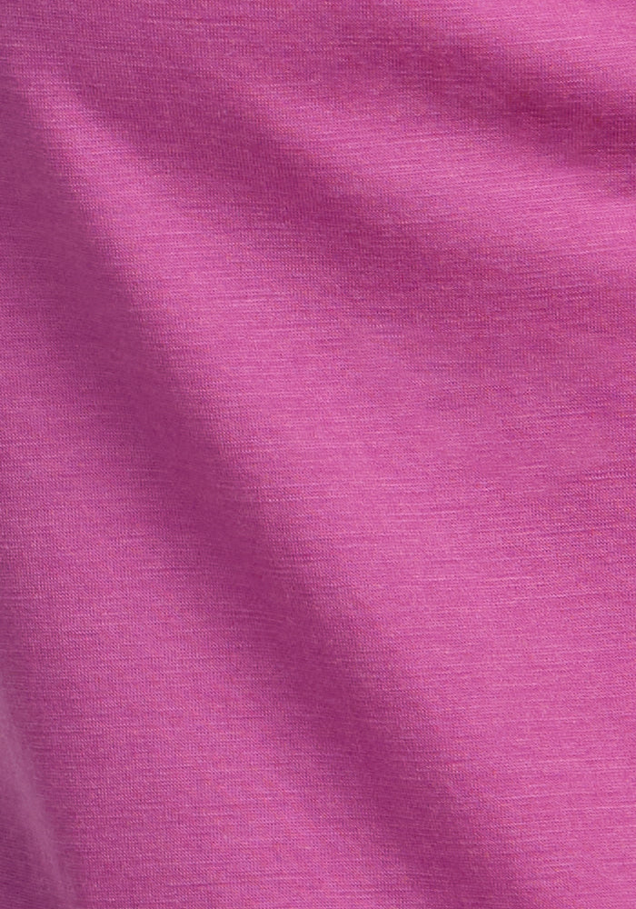 Close-up of Woolx Remi Long Sleeve T-Shirt in Purple Wine, showing textured, odor-resistant merino wool with soft shadows.