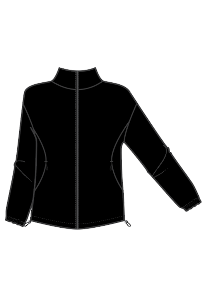Woolx Cooper Windbreaker in black: zip-up, long sleeves, high collar, elastic cuffs, and zippered pockets illustrated.